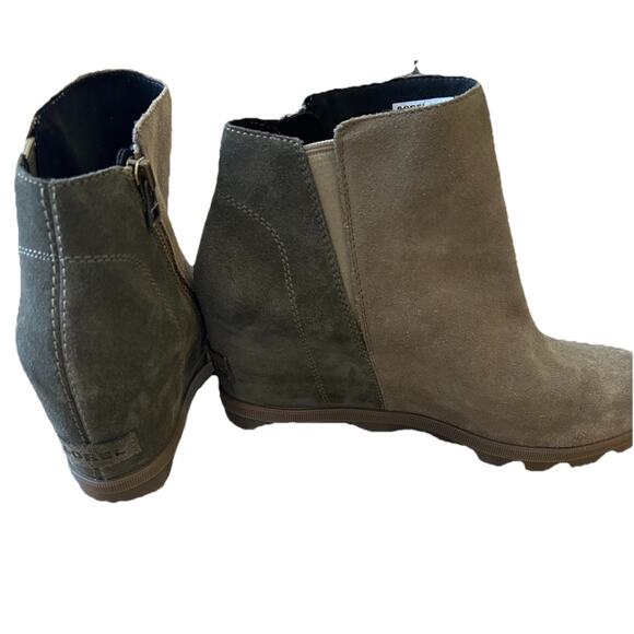 Sorel Womens Green Suede Leather Ankle Boots Zip Up Joan of Arctic Chelsea Sz 11 - Picture 5 of 13